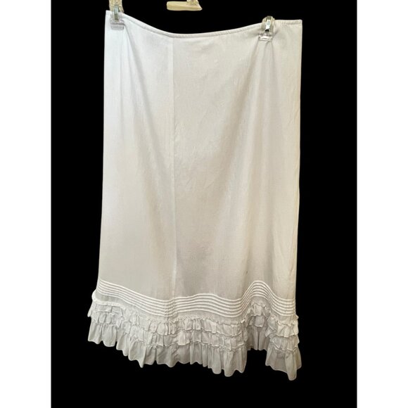 White Ruffled Hem Maxi Skirt Size 12 David Brooks Linen Blend Lined 34" Waist - Picture 1 of 6